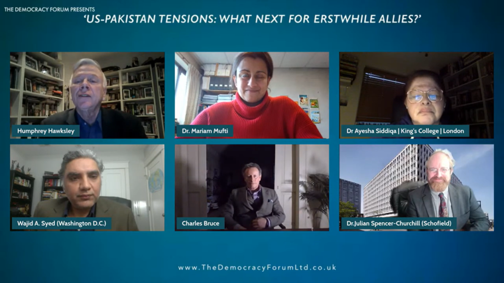 Panellists at TDF’s Dec. 7 webinar, ‘US-Pakistan tensions: What next for erstwhile allies?’