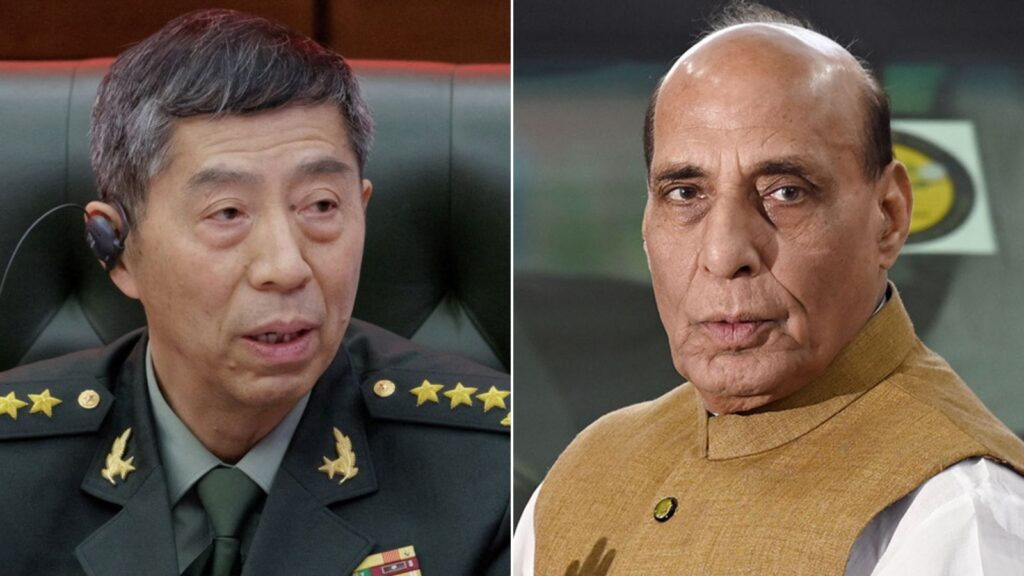 India’s Defence Minister Rajnath Singh with Gen Li Shangfu