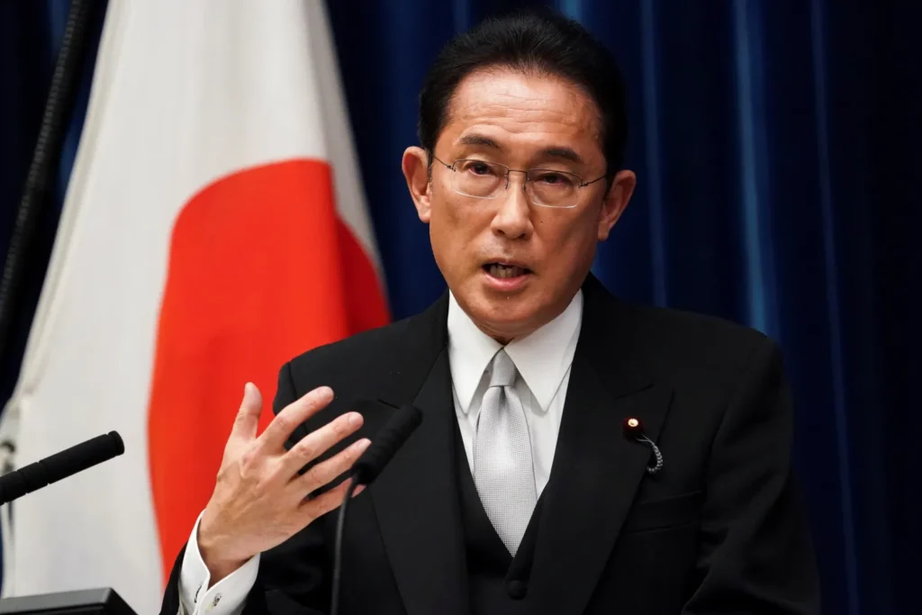 outgoing Prime Minister Fumio Kishida