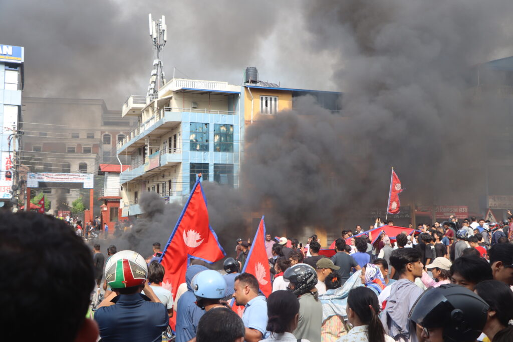 mass street protests in Nepal